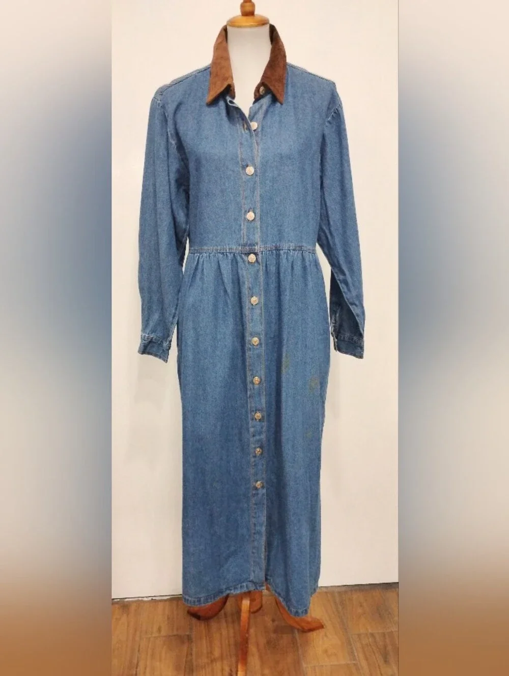 RETRO REVOLT DENIM MAXI DRESS